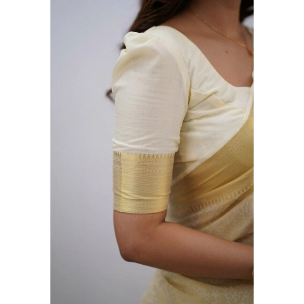 Women's Silk Printed Saree — Cream · _Crm