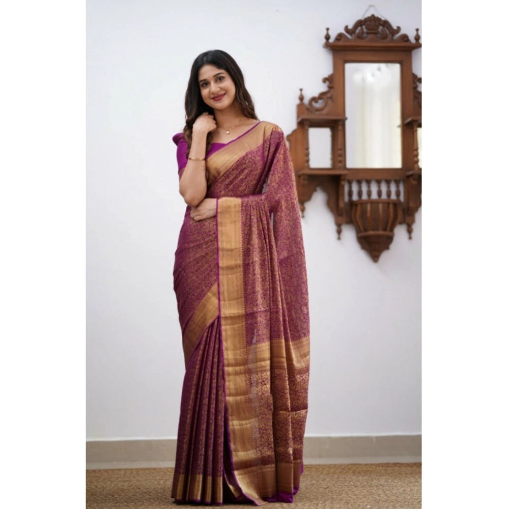 Women's Silk Printed Saree — Wine · Wine