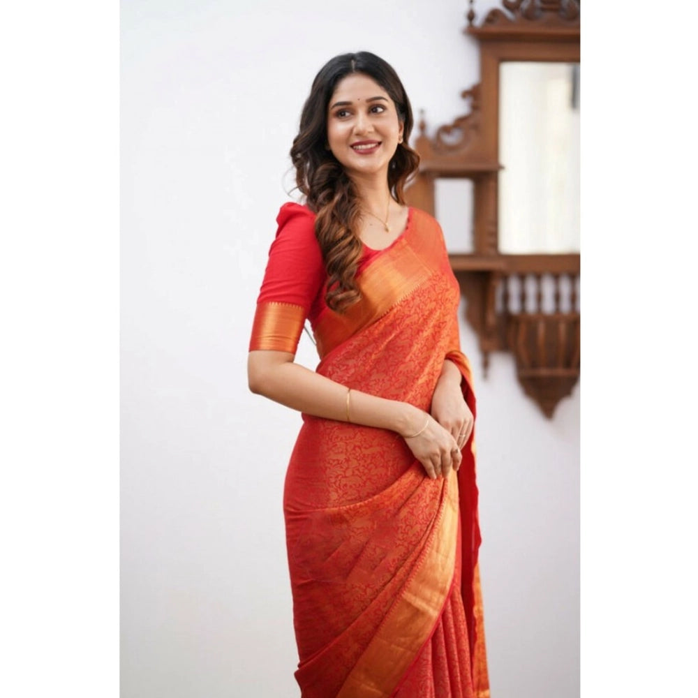 Women's Silk Printed Saree — Orange · Orng
