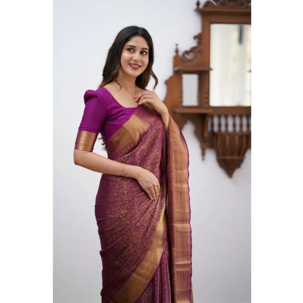 Women's Silk Printed Saree — Wine · Wine