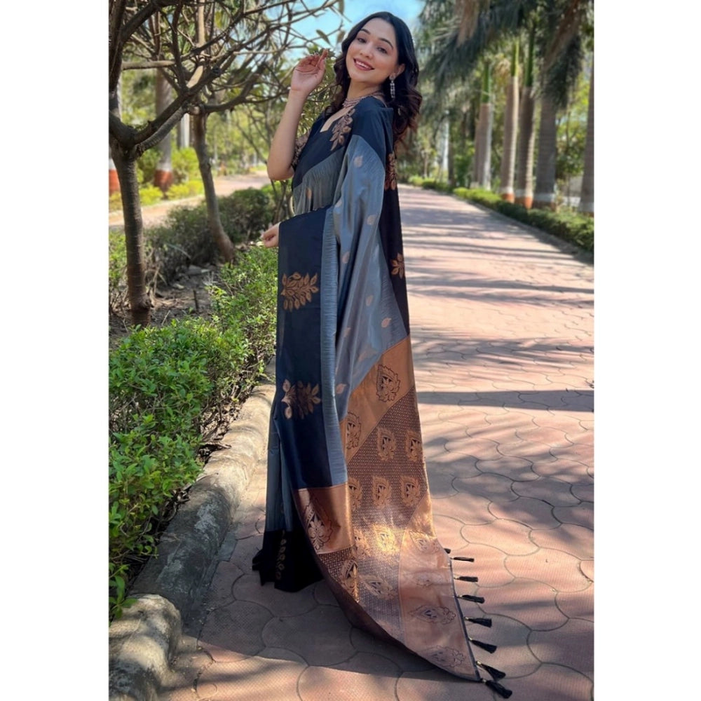 Women's Silk Printed Saree — Grey · _Gry