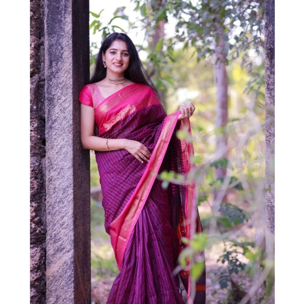 Women's Silk Printed Saree — Purple · Prpl