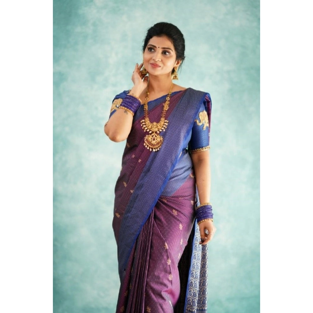 Women's Silk Printed Saree — Purple · Prpl
