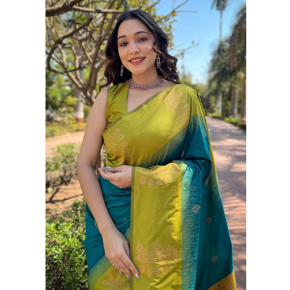 Women's Silk Printed Saree — Rama · Rama