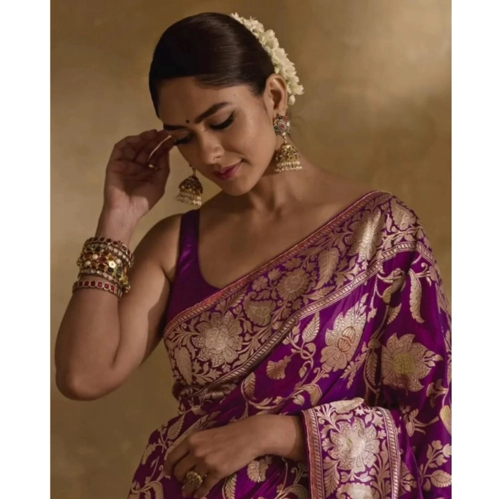Women's Silk Printed Saree — Purple · Prpl
