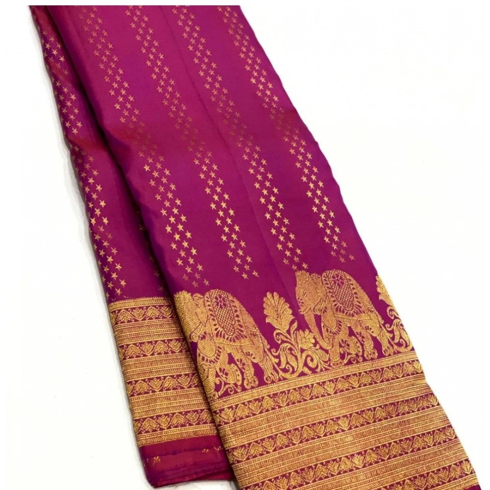 Women's Silk Printed Saree — Rani Pink · _Pnk