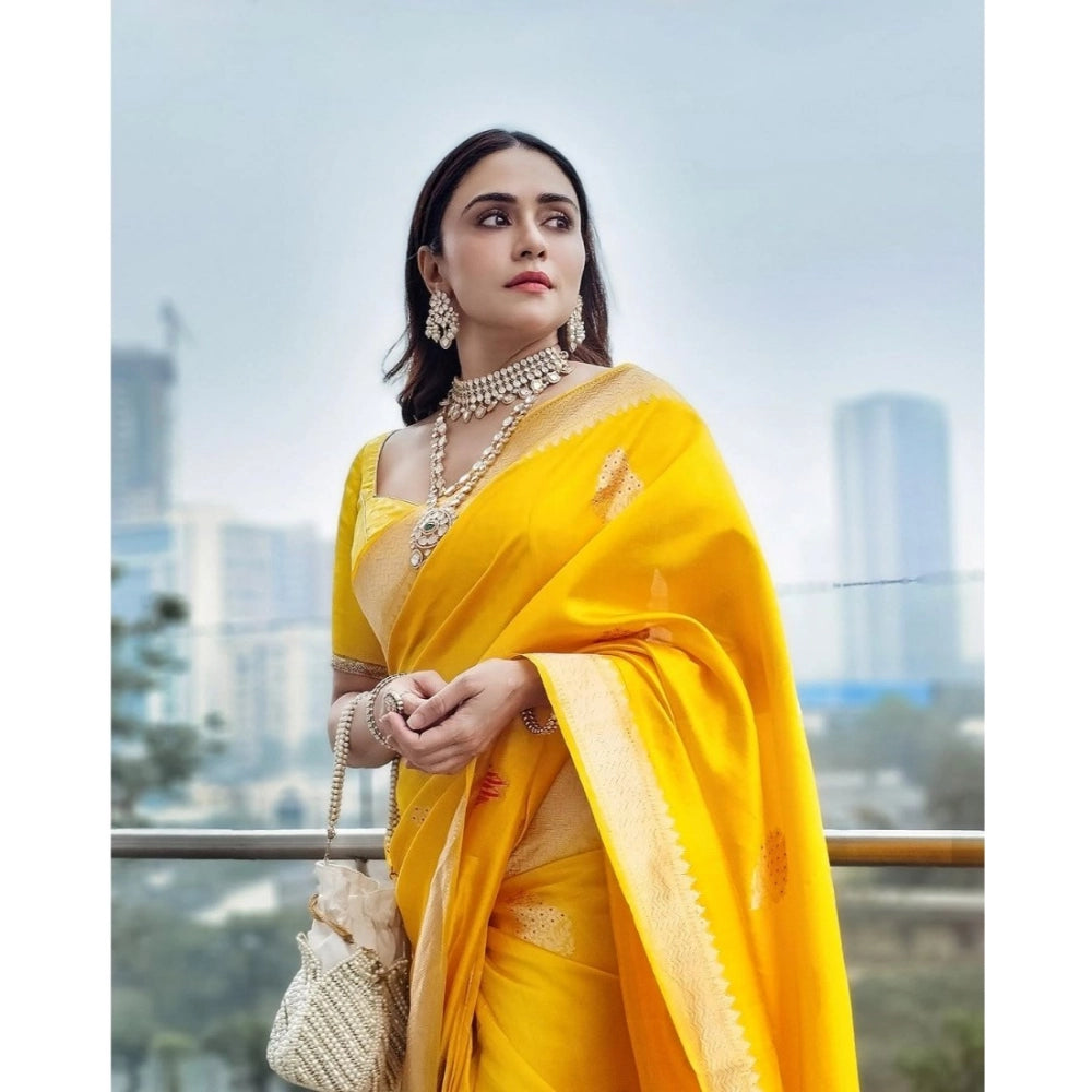 Women's Silk Printed Saree — Yellow · Buta