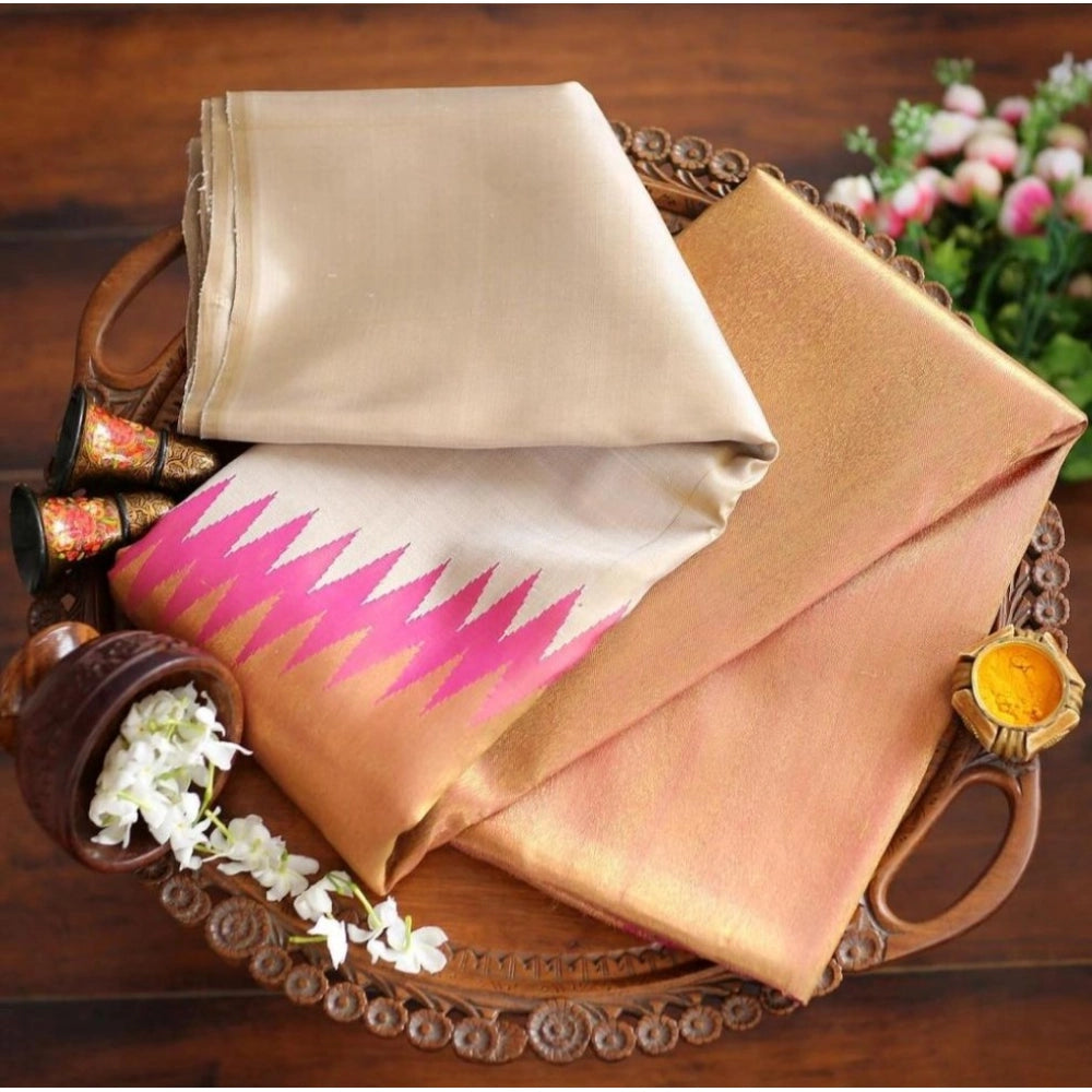 Women's Silk Printed Saree — Cream · _Crm