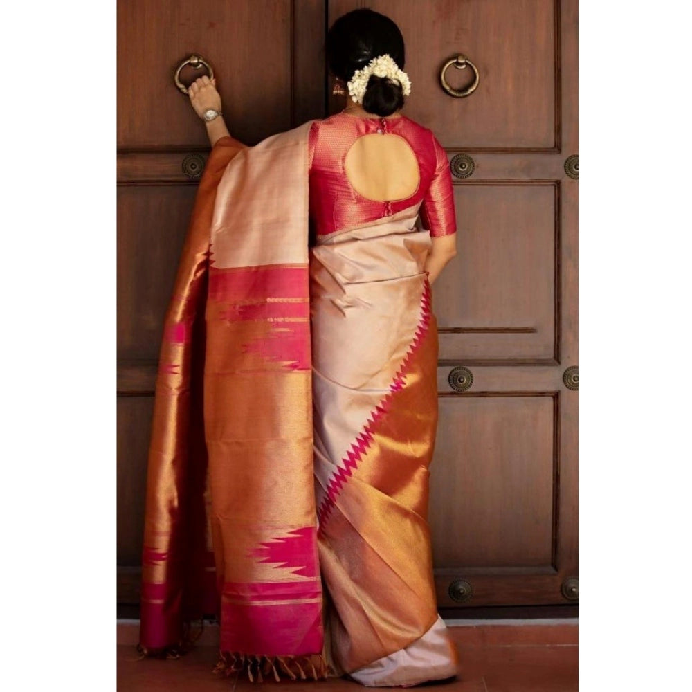 Women's Silk Printed Saree — Cream · _Crm
