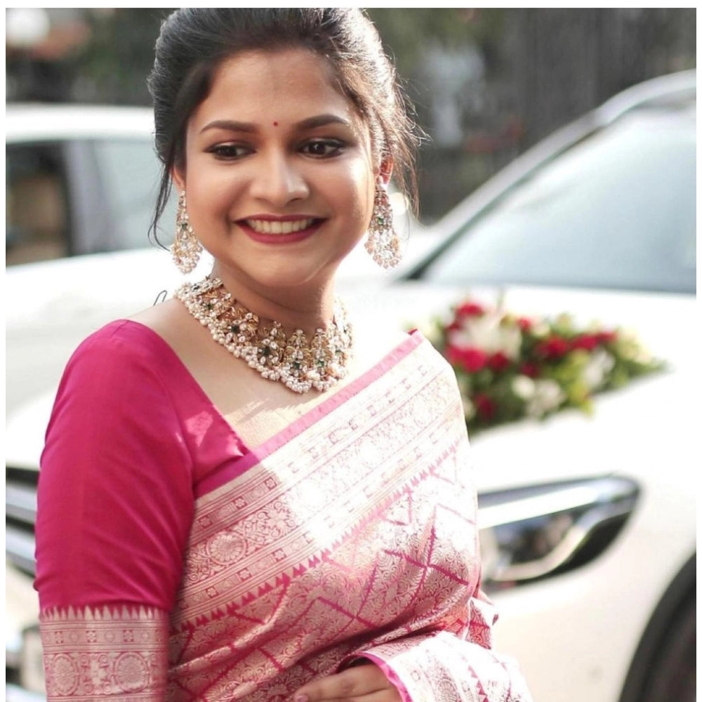 Women's Silk Printed Saree — Pink · _Pnk