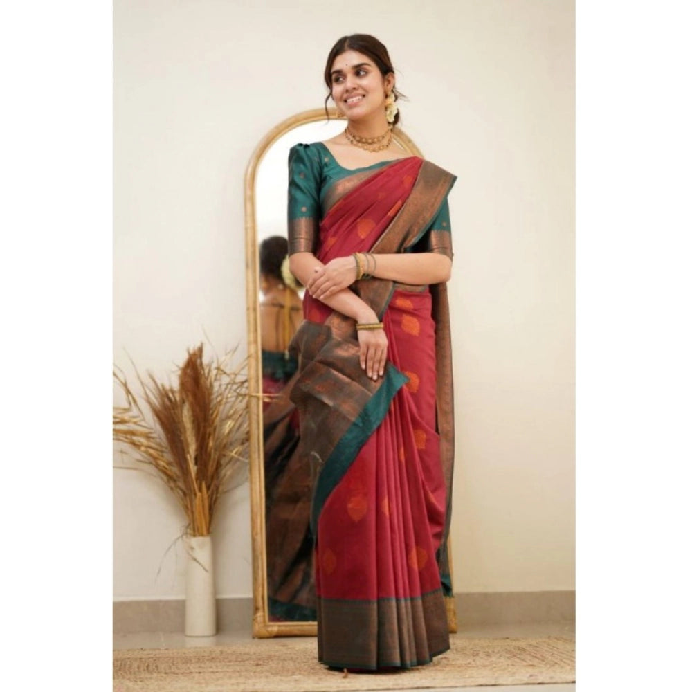 Women's Silk Printed Saree — Red · _Red
