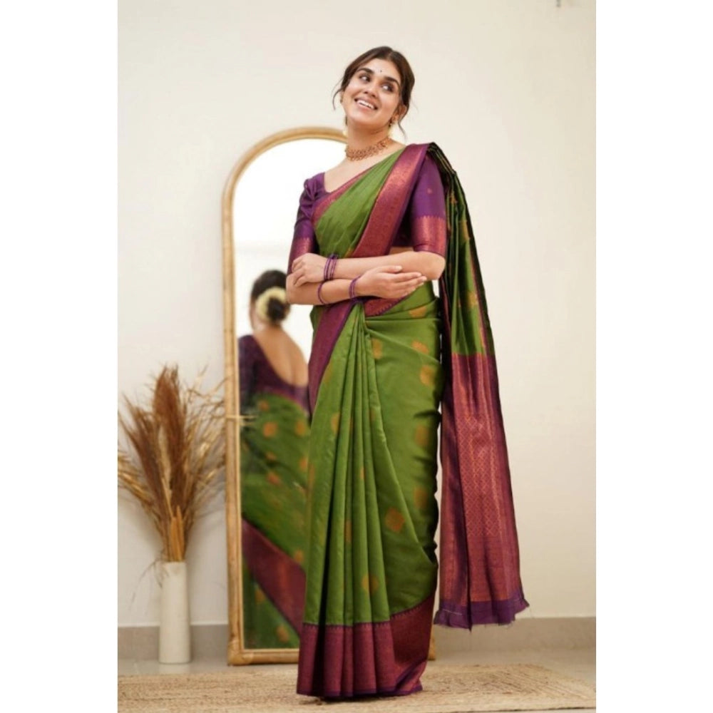 Women's Silk Printed Saree — Green · _Grn