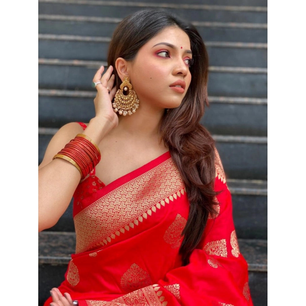 Women's Silk Printed Saree — Red · _Bel