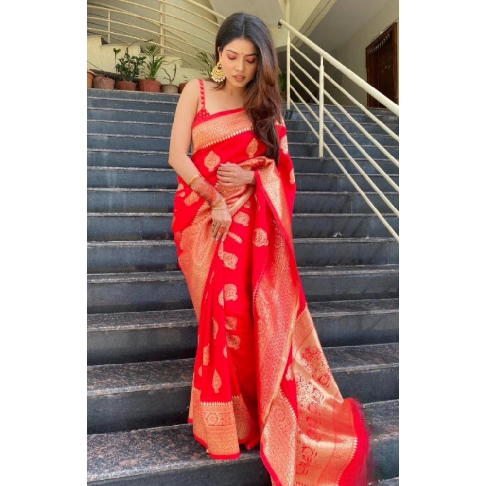 Women's Silk Printed Saree — Red · _Bel