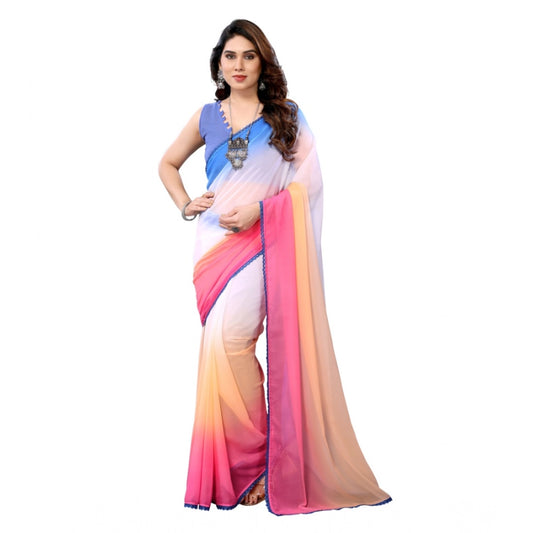 Women's Small Lace Georgette Solid Ready-To-Wear Saree