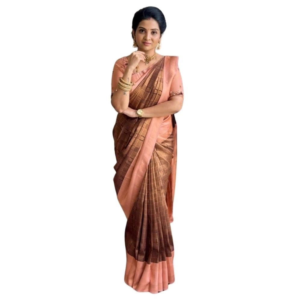 Women's Silk Printed Saree — Brown · _Cfe