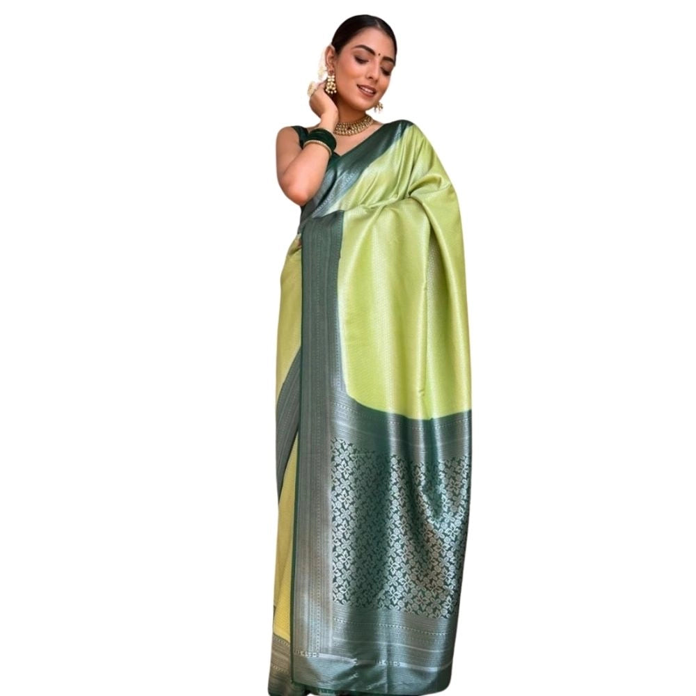 Women's Silk Printed Saree — Sea Green