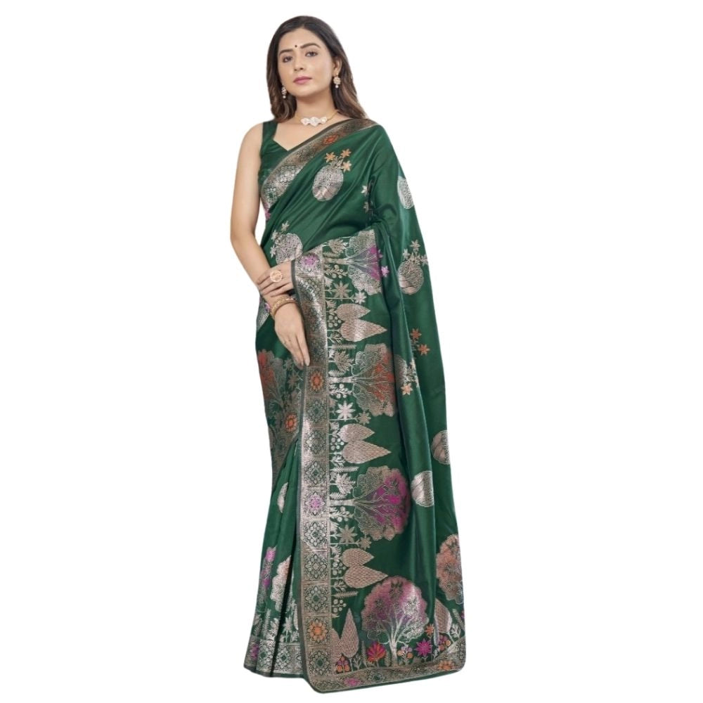 Women's Silk Printed Saree — Green · _Grn
