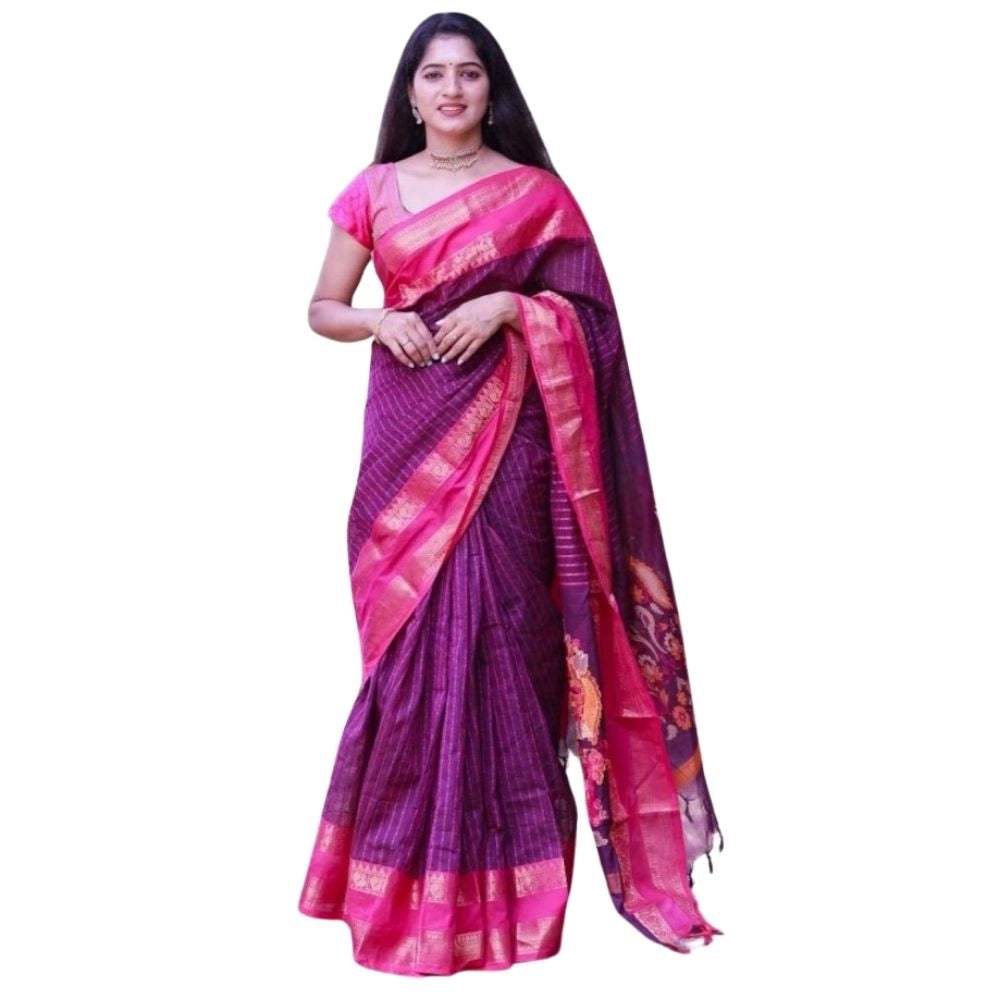 Women's Silk Printed Saree — Purple · Prpl
