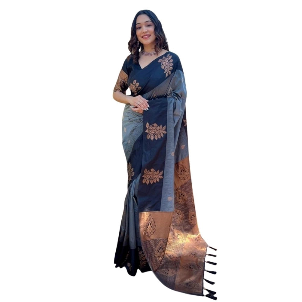 Women's Silk Printed Saree — Grey · _Gry