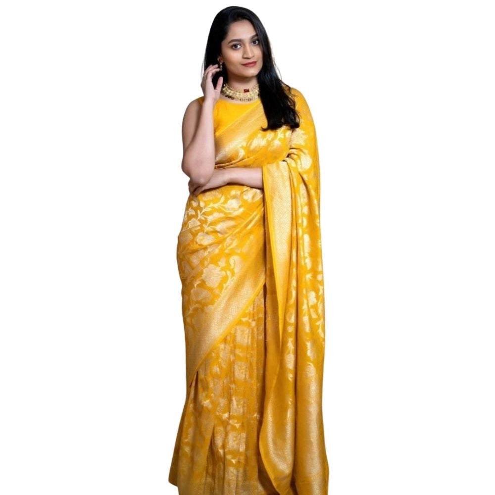 Women's Silk Printed Saree — Yellow · Ylow
