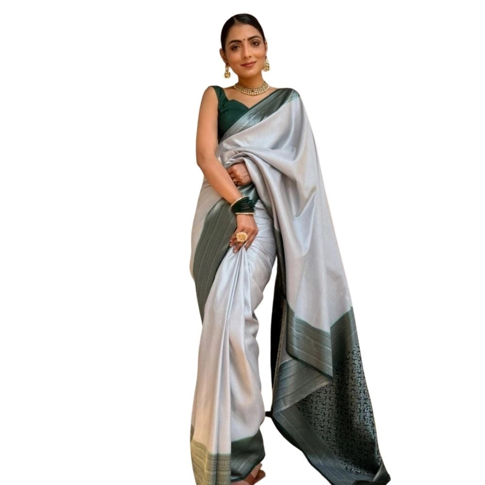 Women's Silk Printed Saree — Grey · _Gry
