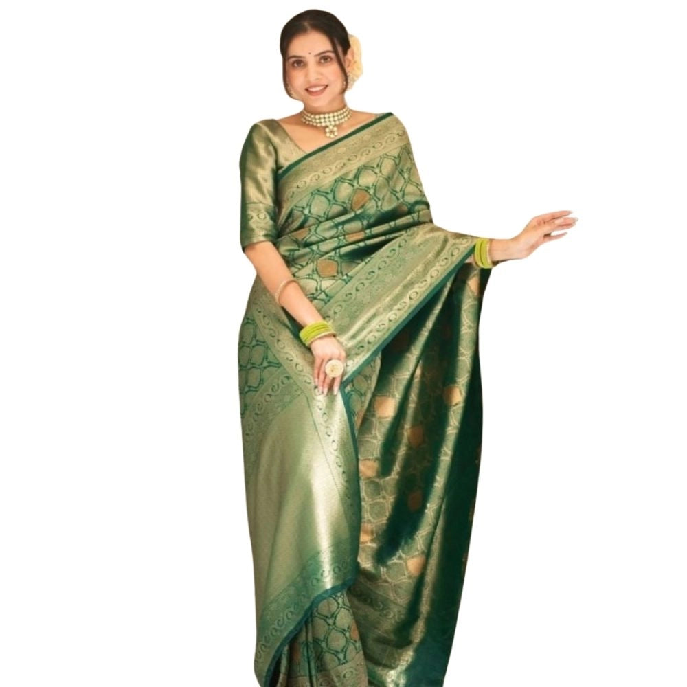 Women's Silk Printed Saree — Green · _Grn