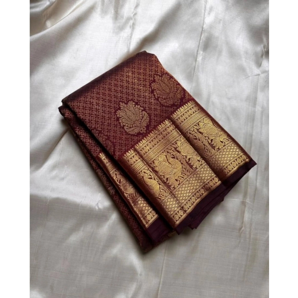 Women's Silk Printed Saree — Maroon · Mron