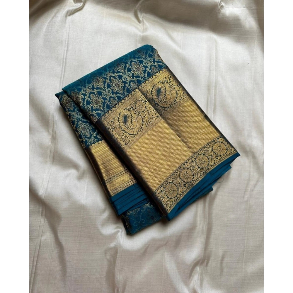 Women's Silk Printed Saree — Rama · Rama