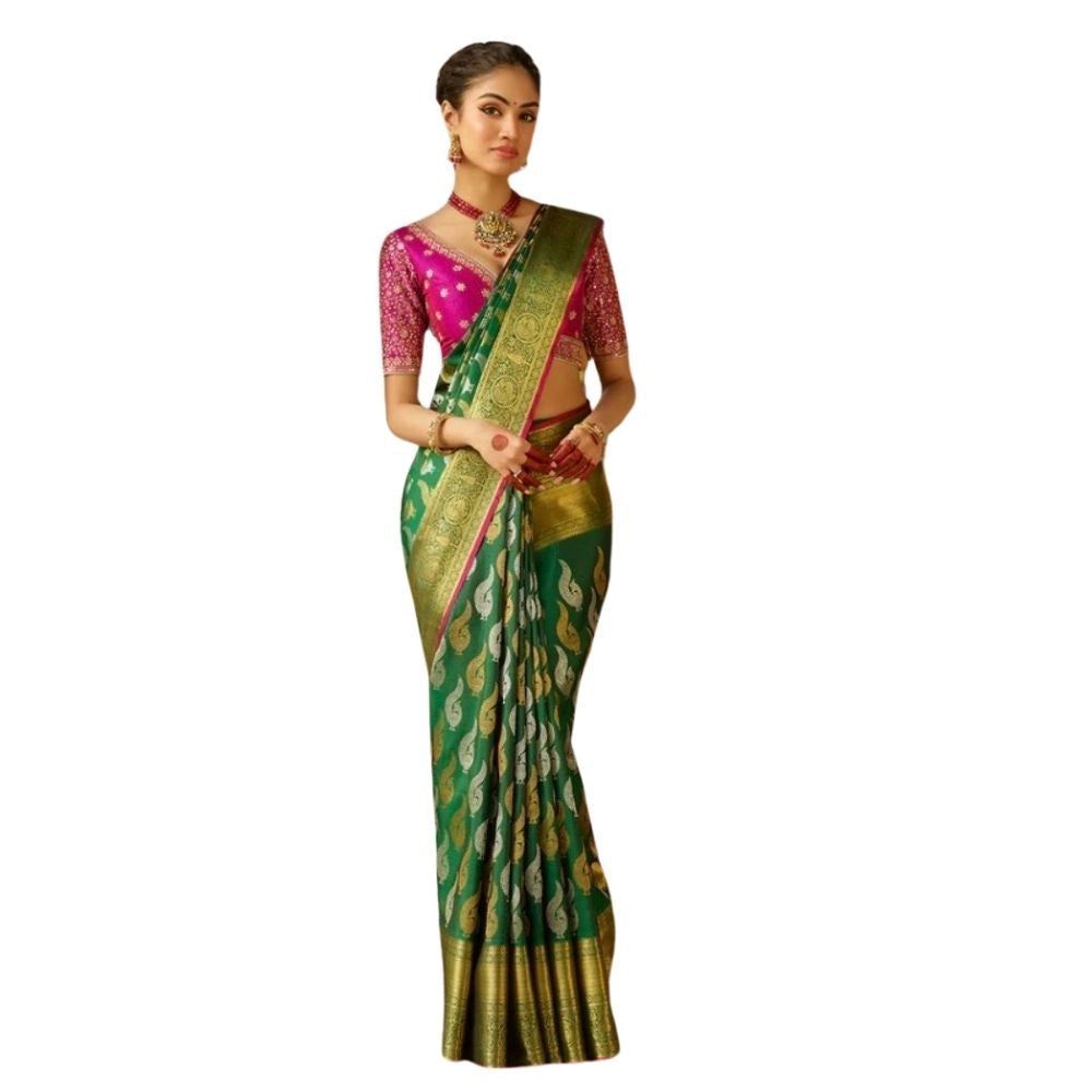 Women's Silk Printed Saree — Green · _Grn