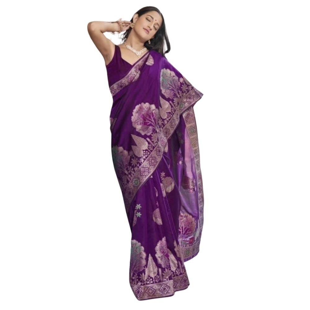 Women's Silk Printed Saree — Purple · Prpl