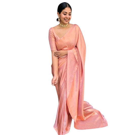 Women's Silk Printed Saree — Peach · _Pch