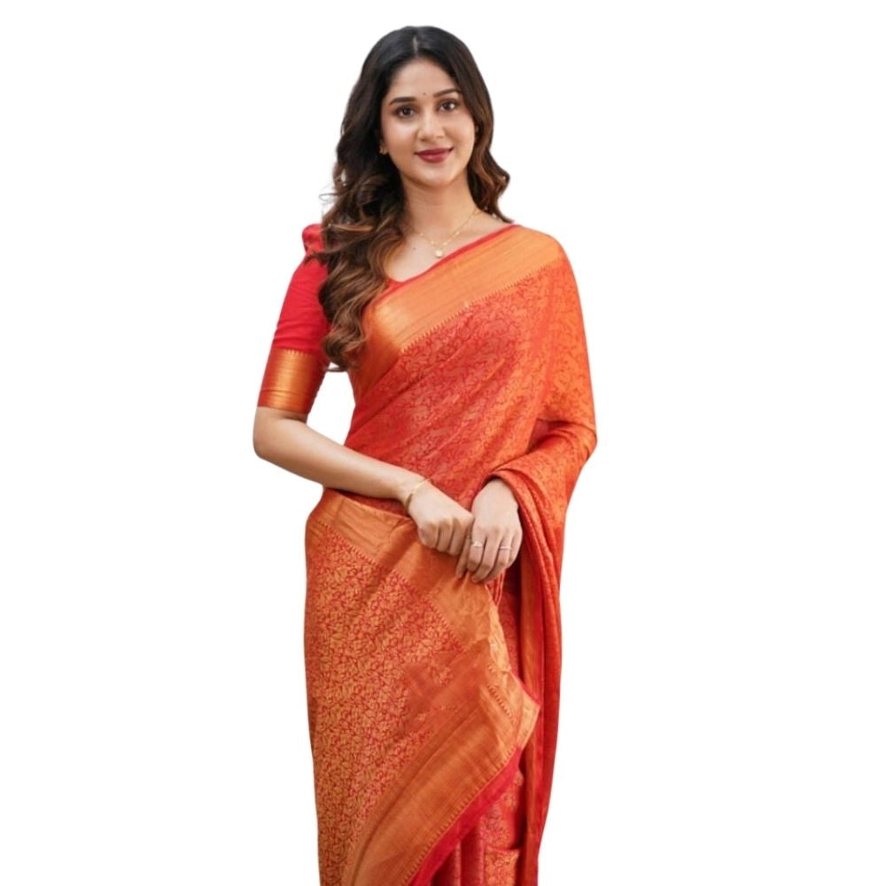 Women's Silk Printed Saree — Orange · Orng
