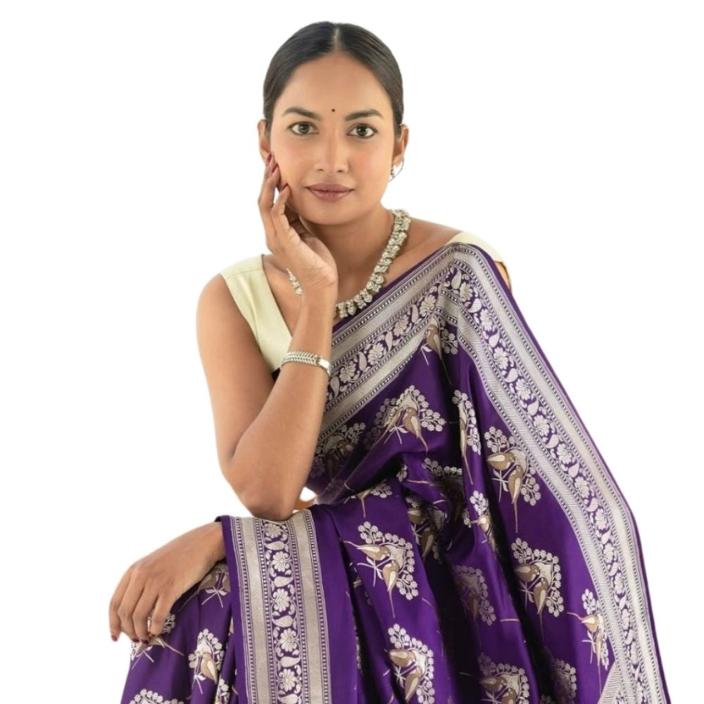 Women's Silk Printed Saree — Purple · Prpl