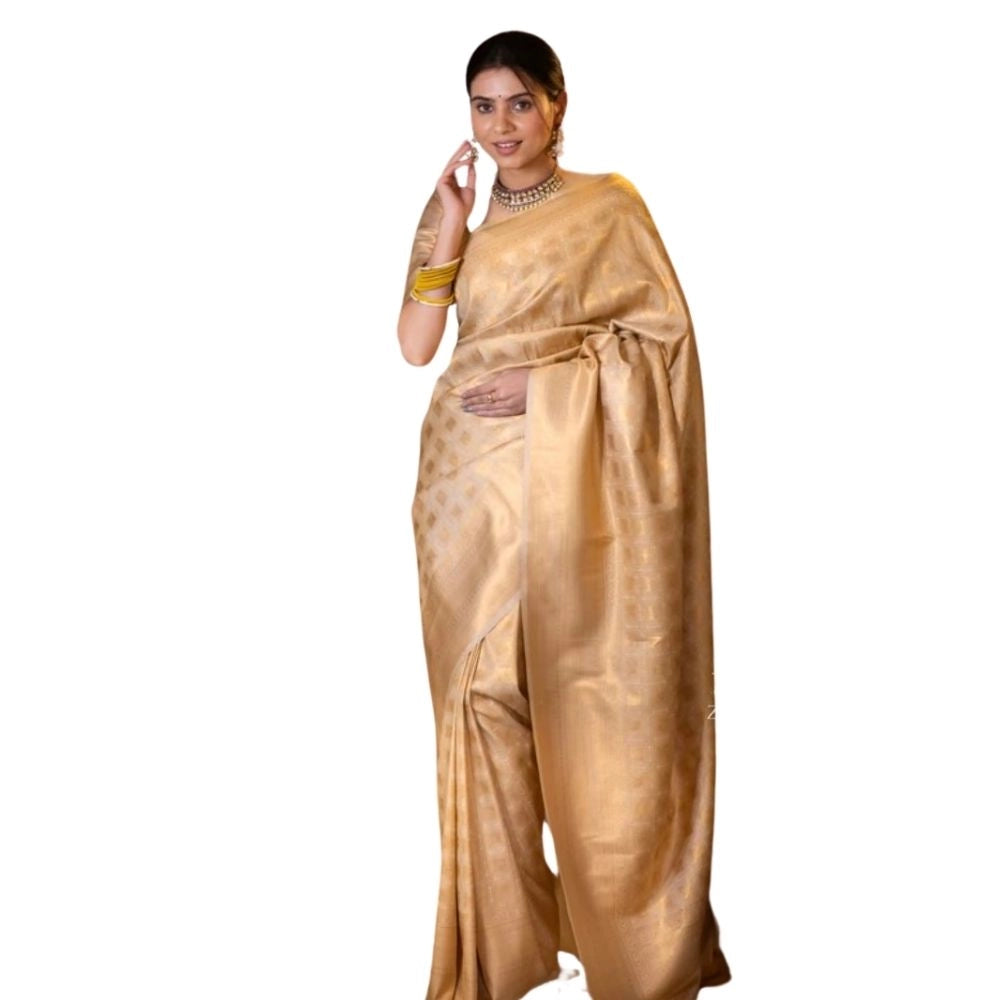 Women's Silk Printed Saree — Cream · _Crm