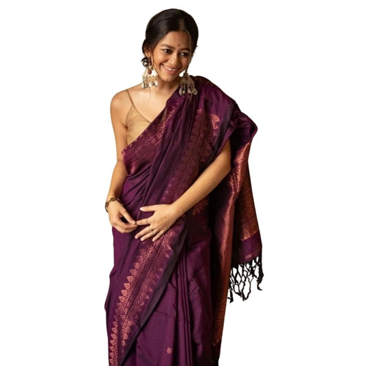 Women's Silk Printed Saree — Wine · Wine
