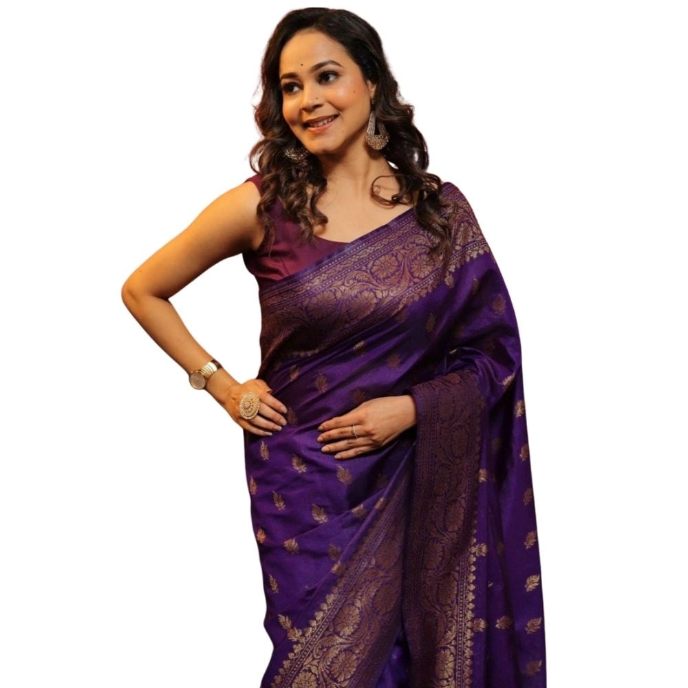 Women's Silk Printed Saree — Purple · Prpl