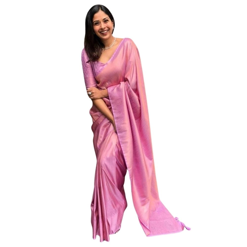 Women's Silk Printed Saree — Pink · _Pnk