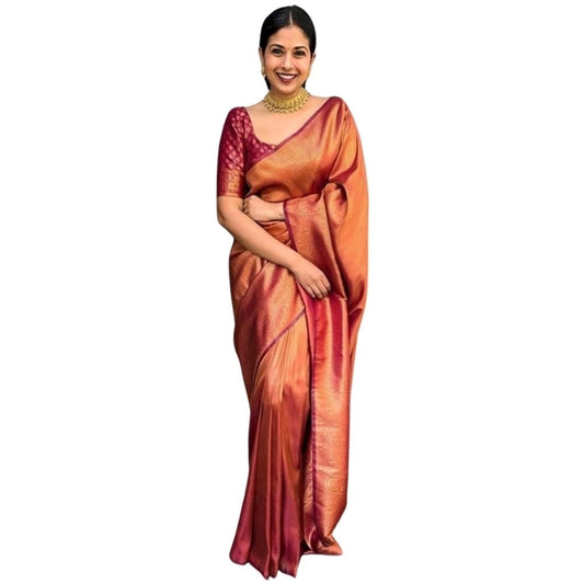 Women's Silk Printed Saree — Maroon · Mron