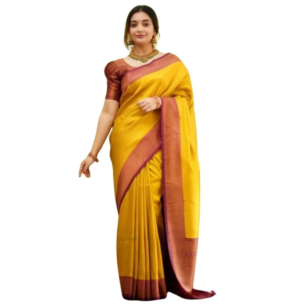 Women's Silk Printed Saree — Yellow · Ylow