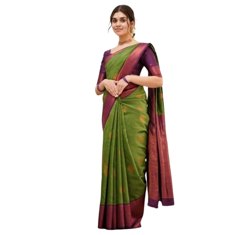 Women's Silk Printed Saree — Green · _Grn