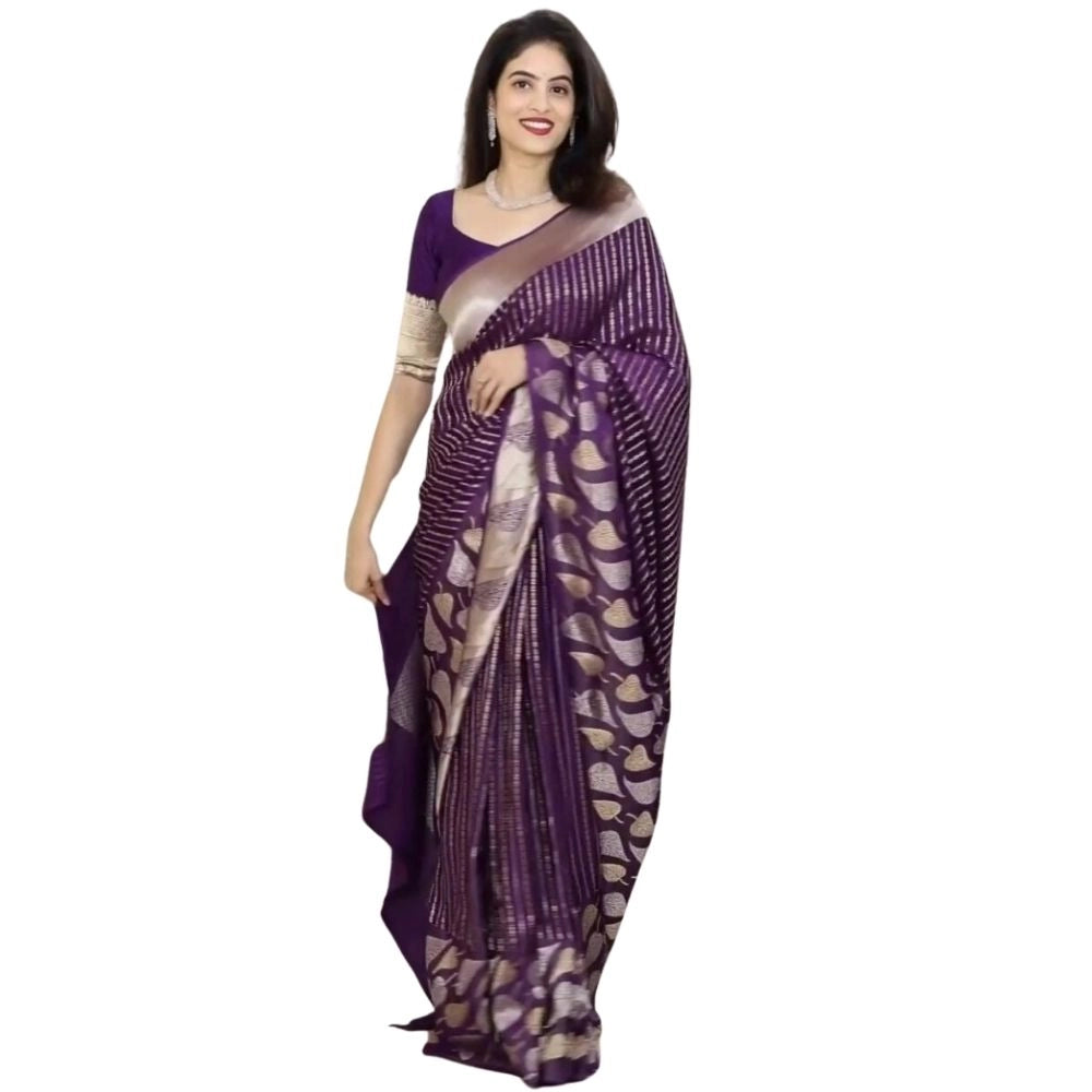 Women's Silk Printed Saree — Purple · Prpl