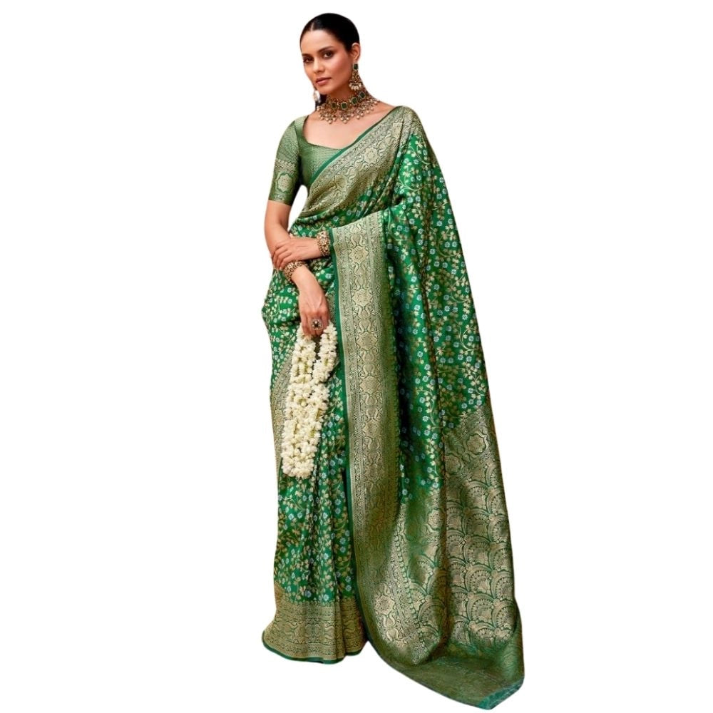 Women's Silk Printed Saree — Green · _Grn
