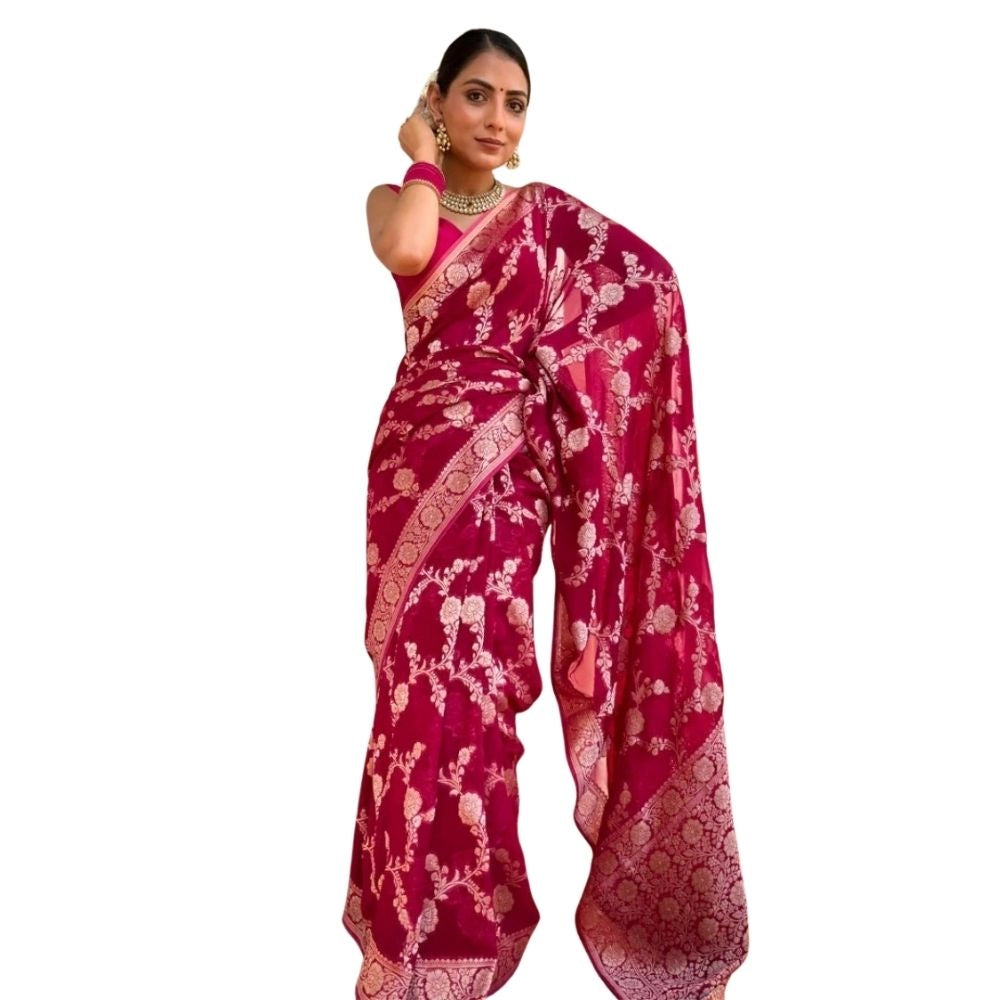 Women's Silk Printed Saree — Pink · _Pnk