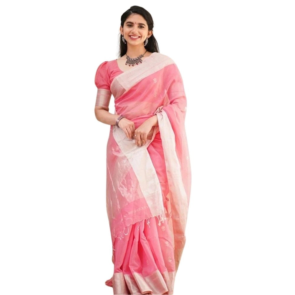 Women's Cotton Printed Saree — Pink · _Pnk
