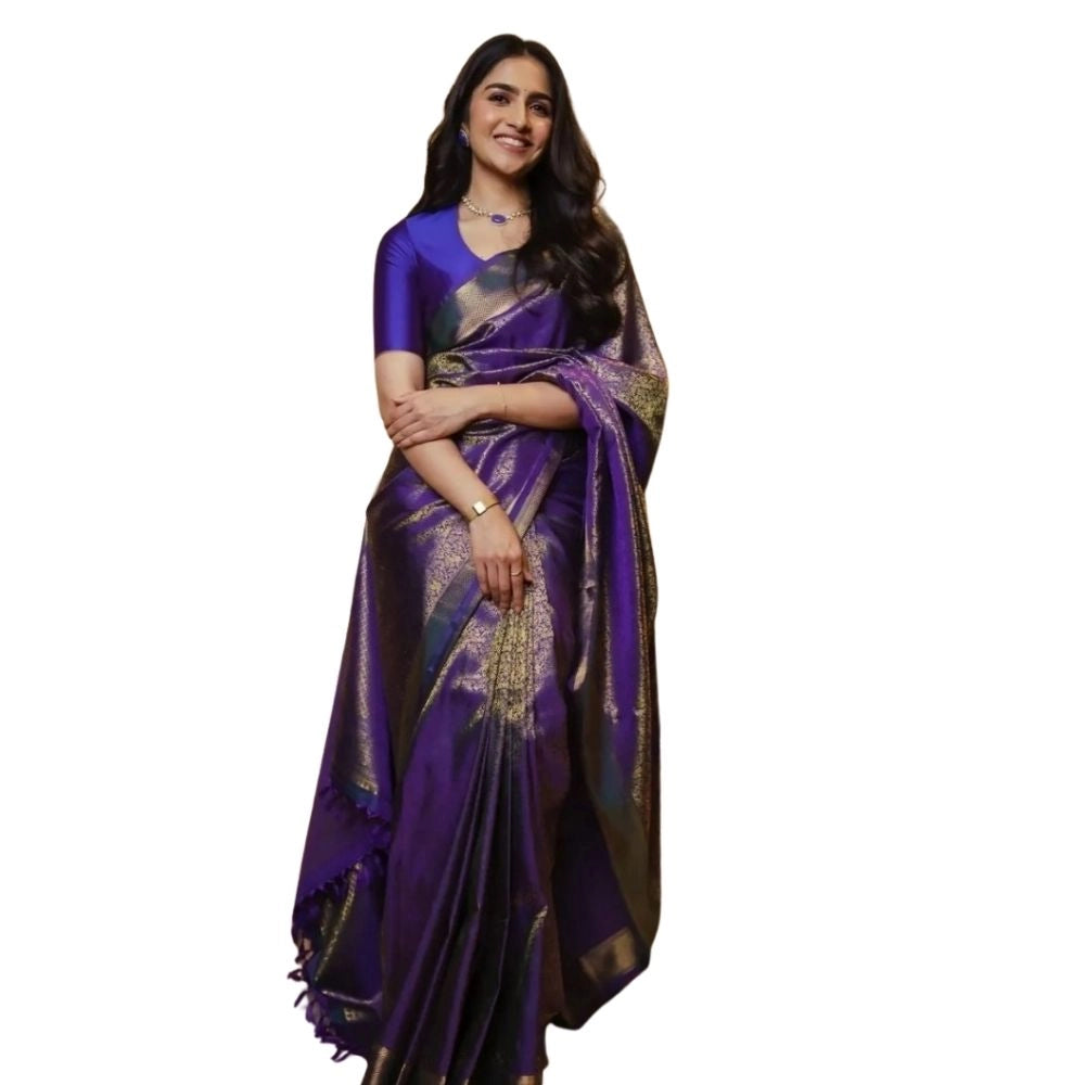 Women's Silk Printed Saree — Purple · Prpl