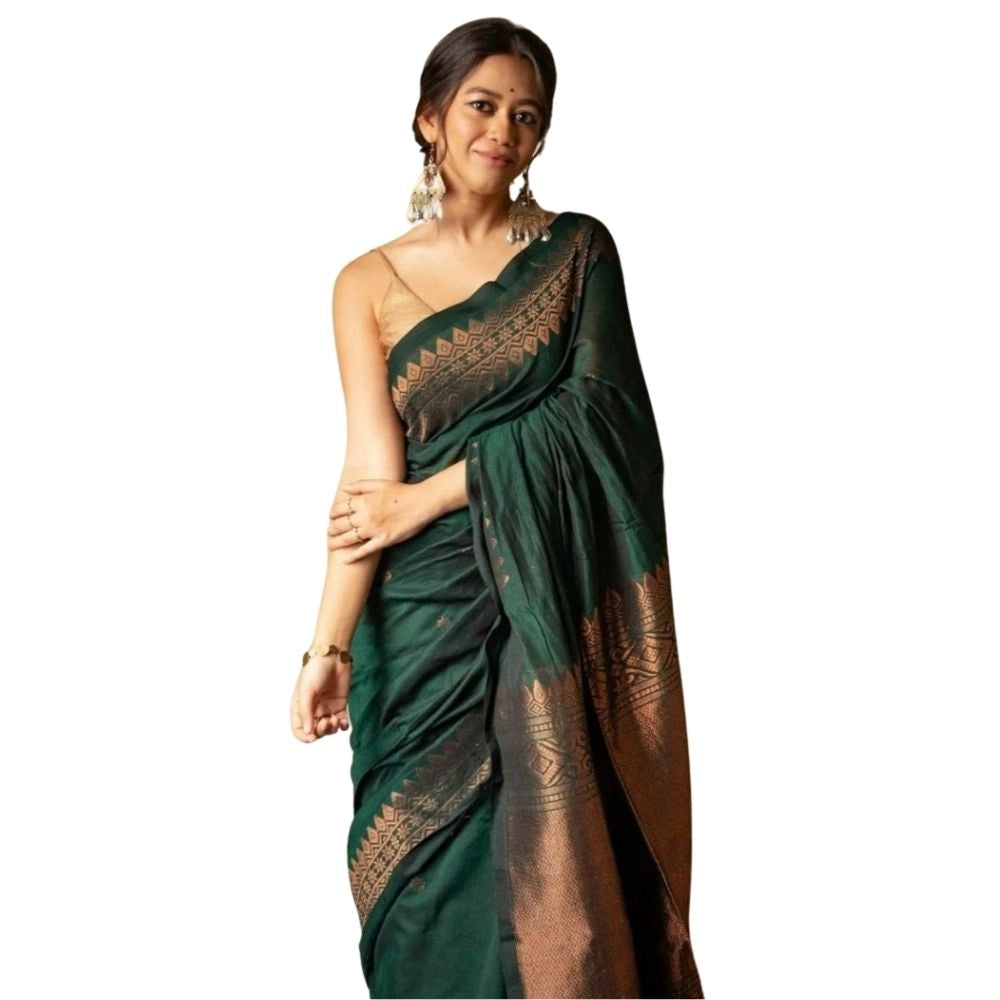 Women's Silk Printed Saree — Green · _Grn