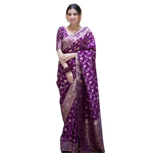 Women's Silk Printed Saree — Purple · Prpl