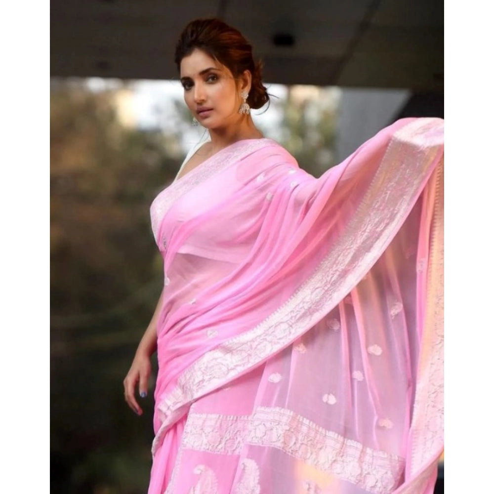 Women's Cotton Printed Saree — Pink · _Pnk