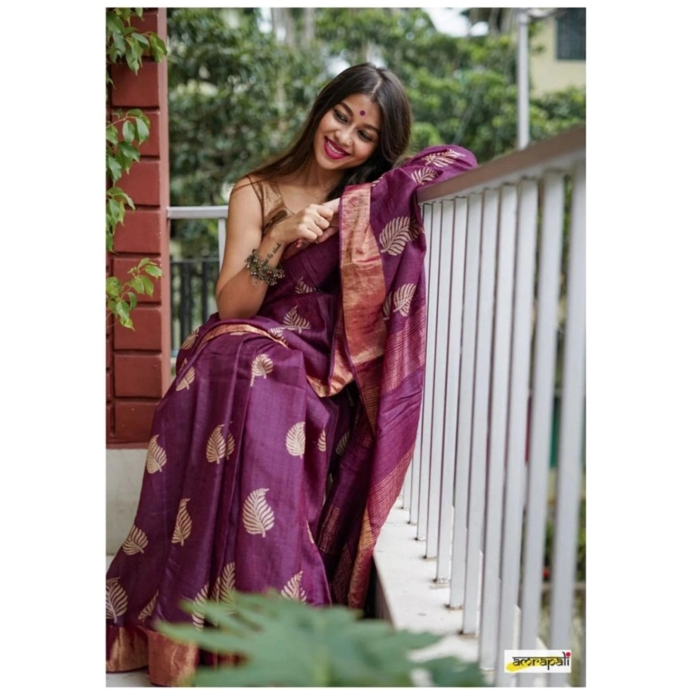 Women's Silk Printed Saree — Purple · Prpl